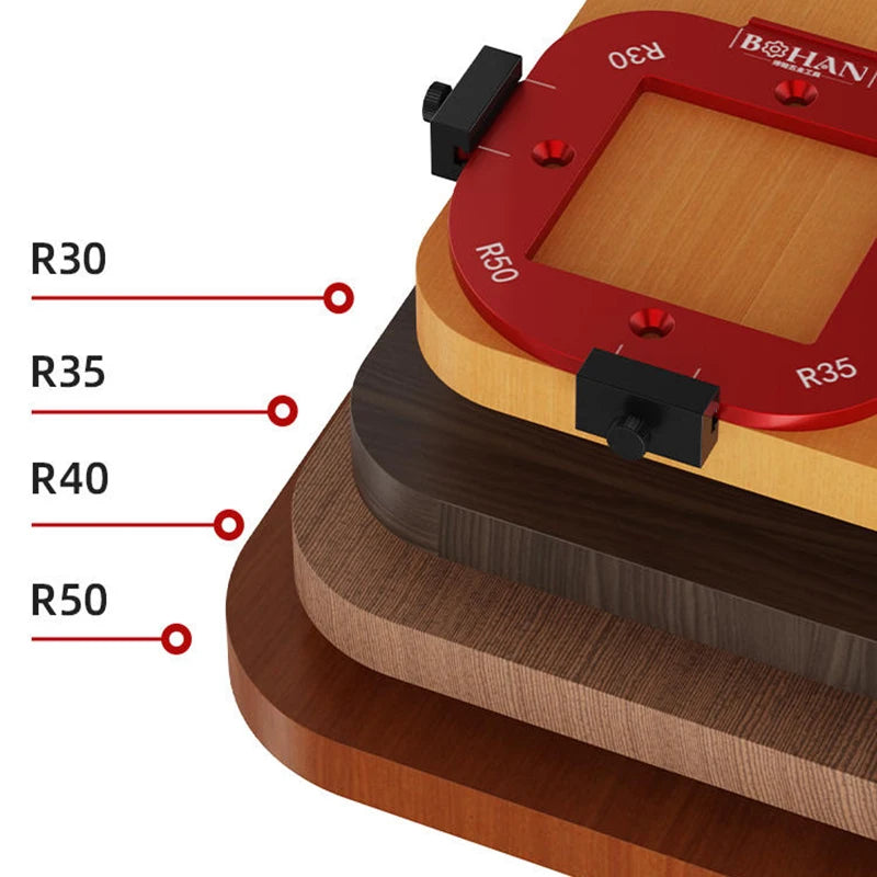 4-in-1 Frässchablone: R10-R50 Eckenradius | Winkel-Positionierungswerkzeug für Holzarbeiten 7