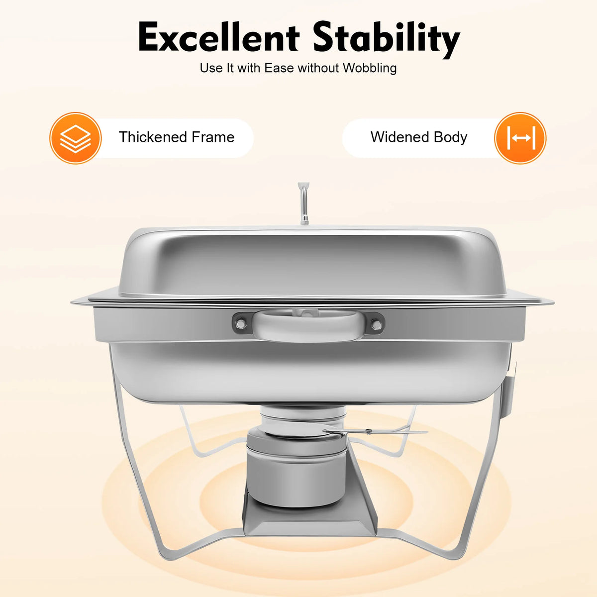 Einzelner Chafing Dish aus Edelstahl mit Deckel für Catering, Hochzeiten und Party-Speisenwärmer – Bild 2