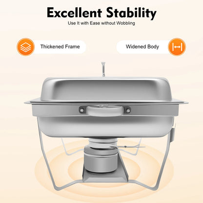 Einzelner Chafing Dish aus Edelstahl mit Deckel für Catering, Hochzeiten und Party-Speisenwärmer – Bild 2