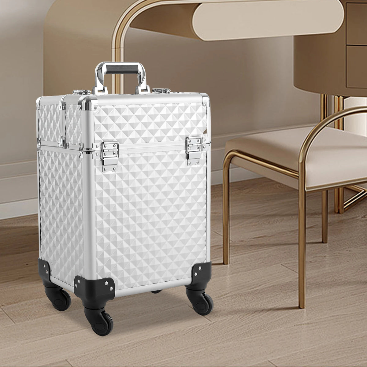 Kosmetikkoffer Kosmetik-Aufbewahrungsbox Rollender Schminkkoffer 34x24x41cm mit Universalrollen