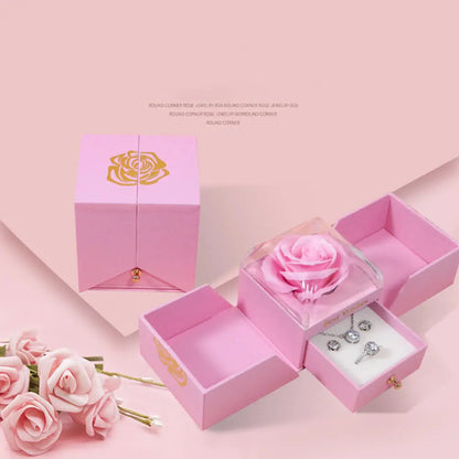Elegante Rosen-Schmuck Geschenkbox | Perfekte Liebesüberraschung - Rosa