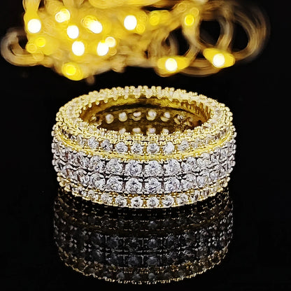 Luxus goldplattierter glitzernder Eternity-Ring mit Zirkonia | Geschenk für Anlässe 2