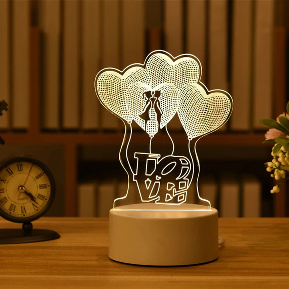 3D Acryl-USB-LED-Nachtlicht | Perfektes Geschenk: Warmweiß - Verliebt