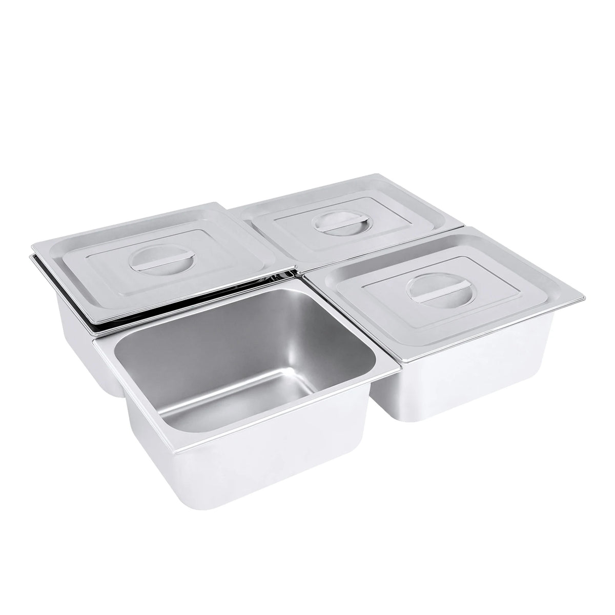 4er-Pack 7L 201 Edelstahl Rechteckige Dampfgarbehälter 0,35cm Dick Antihaft-Dampfgarbehälter mit Deckel – Bild 4