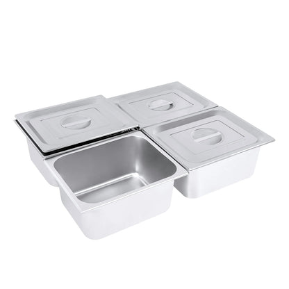 4er-Pack 7L 201 Edelstahl Rechteckige Dampfgarbehälter 0,35cm Dick Antihaft-Dampfgarbehälter mit Deckel – Bild 4
