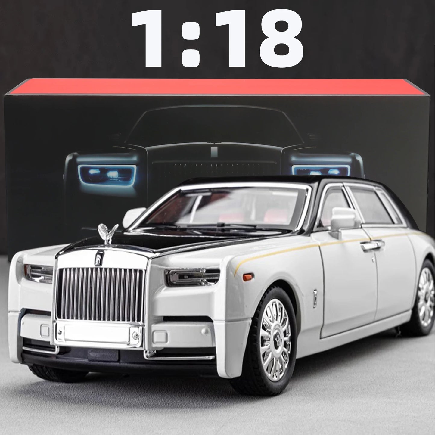 Rolls-Royce Phantom Modellauto (1:18) mit Sound & Licht | Spielzeug-Sammlerauto mit Rückzug