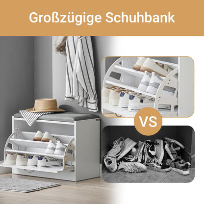 SoBuy FSR16 Schuhbank mit Sitzkissen Schuhregal Schuhkipper mit 1 Klappe Sitzbank Schuhschrank Schmal BHT Ca. 60x46x30cm – Bild 5