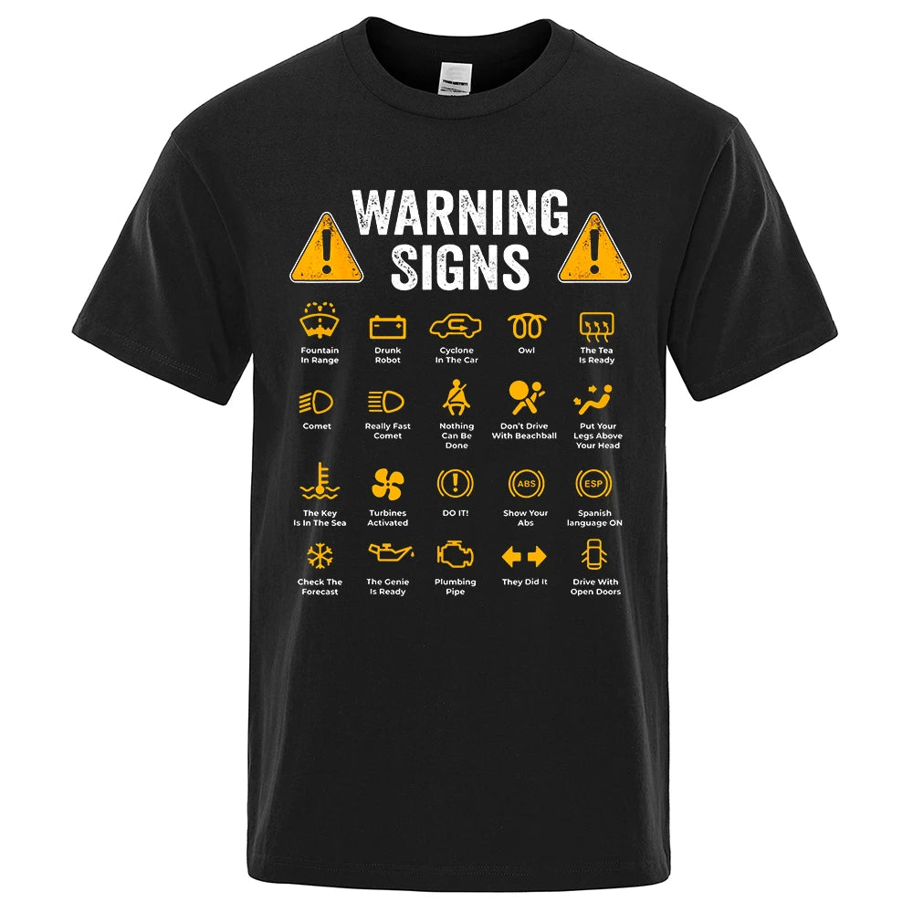 Warning Signs (Fahrwarnschilder) Herren T-Shirt | 100% Baumwolle, Lustig: für Autofans (Schwarz)