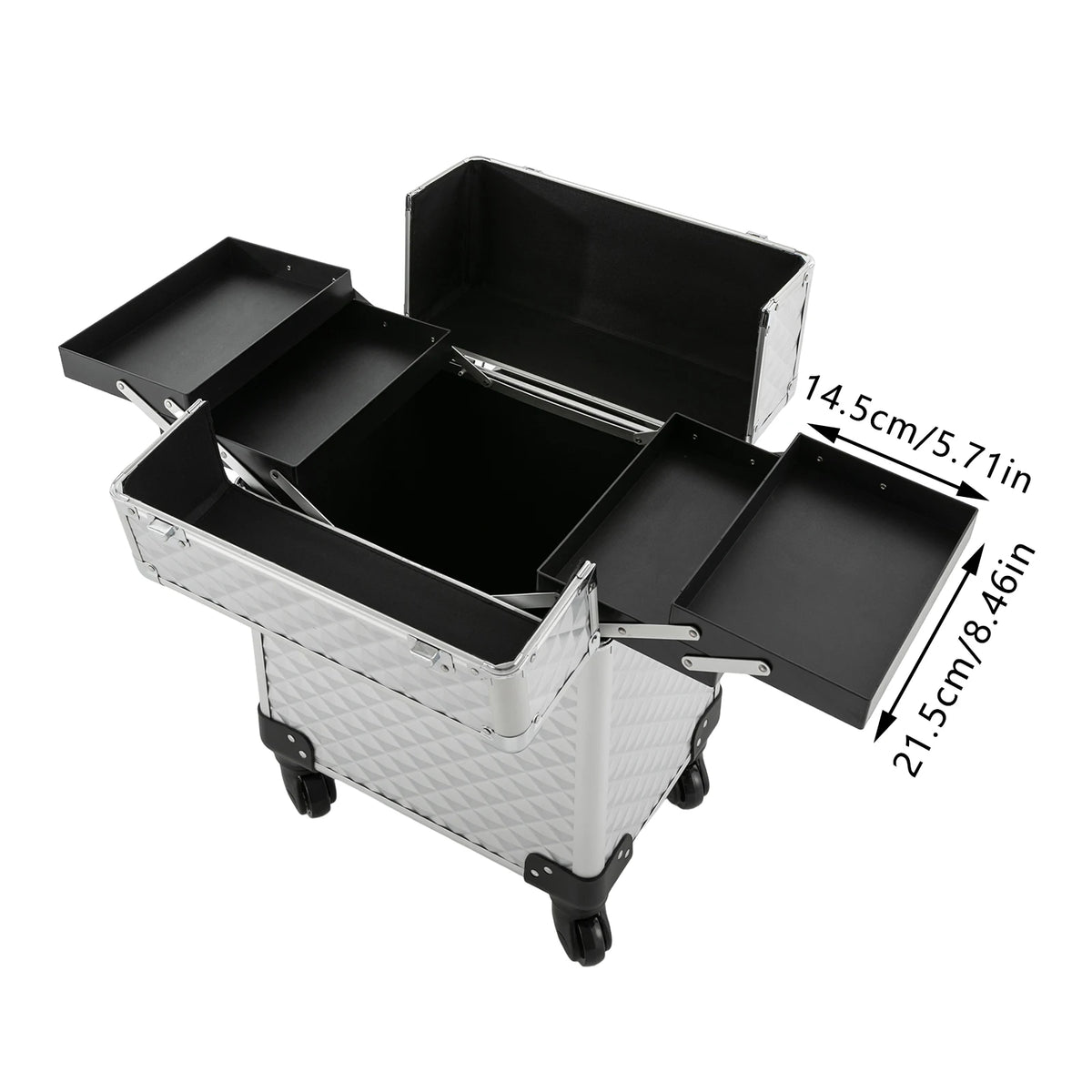Kosmetikkoffer Kosmetik-Aufbewahrungsbox Rollender Schminkkoffer 34x24x41cm mit Universalrollen – Bild 3