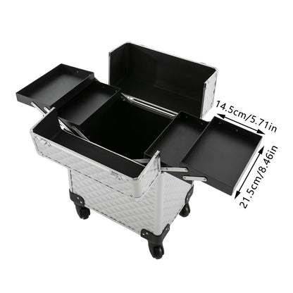 Kosmetikkoffer Kosmetik-Aufbewahrungsbox Rollender Schminkkoffer 34x24x41cm mit Universalrollen – Bild 3