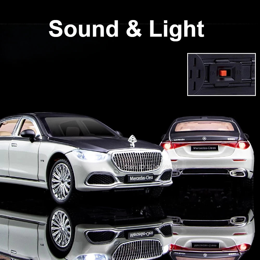 Maybach S680 Modellauto (1:24) | Licht, Sound, Türen öffnen, Rückziehfunktion, Geschenkidee