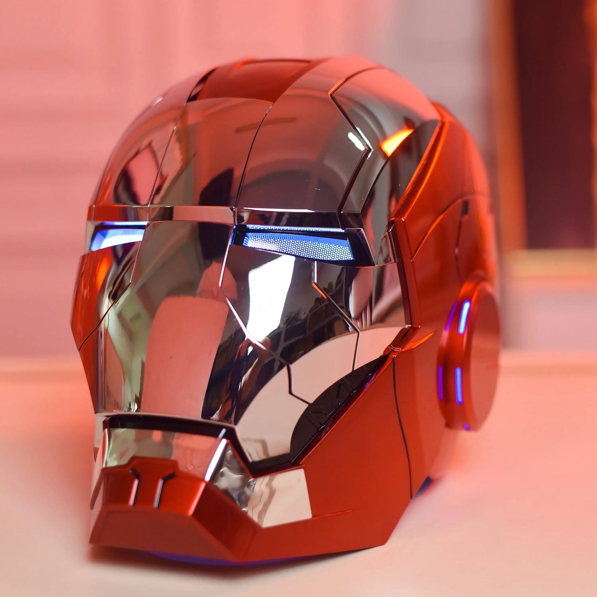 MK5 Iron Man Helm (1:1) | Sprachsteuerung, leuchtende Augen, elektrisches Cosplay (Silber-Rot)