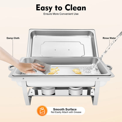 Einzelner Chafing Dish aus Edelstahl mit Deckel für Catering, Hochzeiten und Party-Speisenwärmer – Bild 4