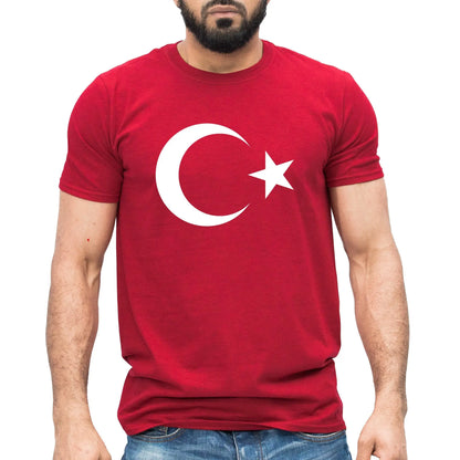 Türkei-Flagge Kurzarm Casual T-Shirt in Rot | Neumond-Stern Design: EM2024 Streetwear 1