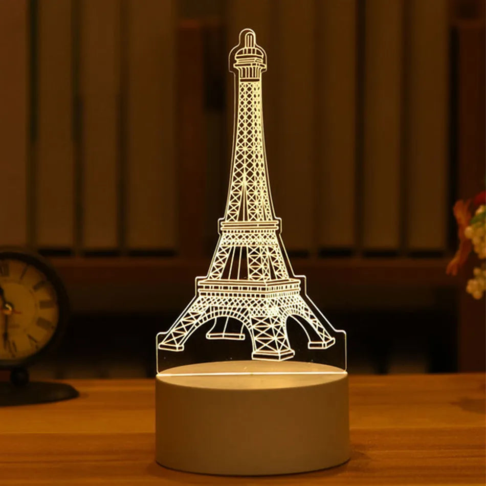 3D Acryl-USB-LED-Nachtlicht | Perfektes Geschenk: Warmweiß - Eiffelturm