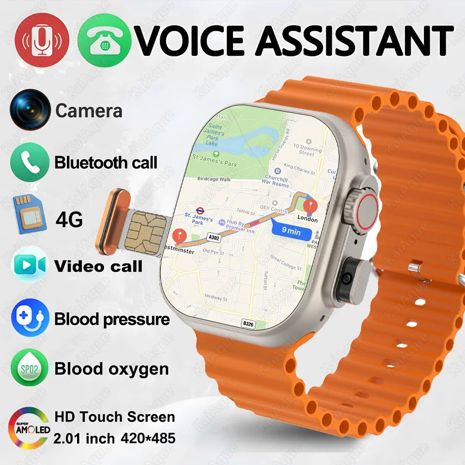 Smartwatch mit 4G-SIM, GPS, WLAN und Kamera | Videoanruf, SOS, IP67 Wasserdicht