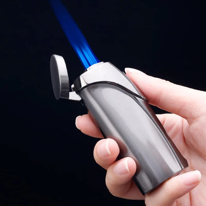 JOBON Gas-Hybrid-Feuerzeug mit Touch-Zündung | Smiley-Delfin-Design, 3-fache blaue Flamme