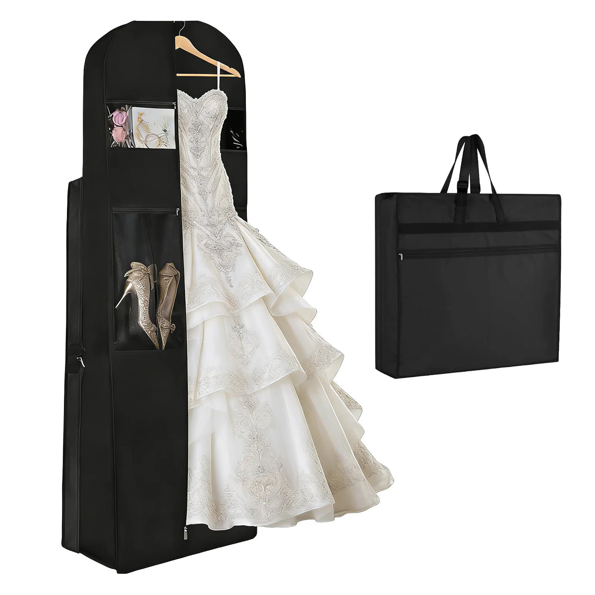 180 Cm Brautkleid-Kleidersäcke, Staubschutzhüllen, Reise-Kleidersäcke, Aufbewahrungstaschen für Lange, Bauschige Ballkleider und Hochzeitskleider