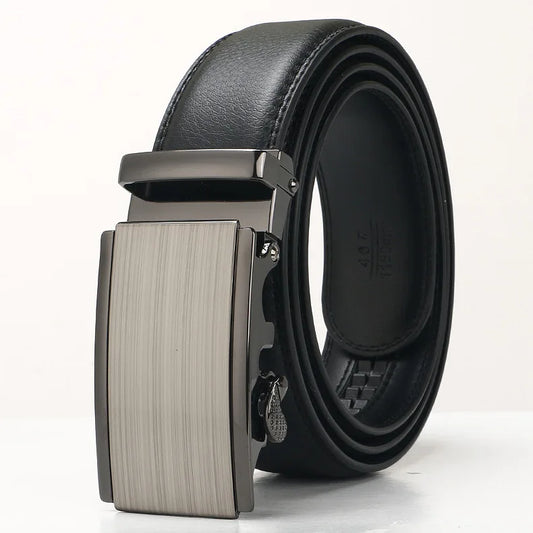 Designer Men's Leather Belt with Automatic Alloy Buckle