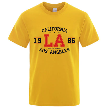 CALIFORNIA 1986 LA-College League | USA Streetwear: Atmungsaktives Baumwoll-T Shirt
