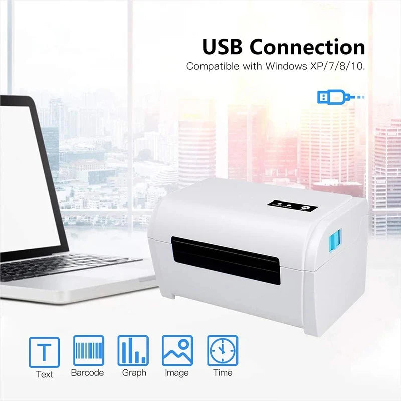 Thermodrucker (4x6 Zoll) mit Bluetooth-USB | Wireless Desktop, Versandetiketten-Barcode Druck