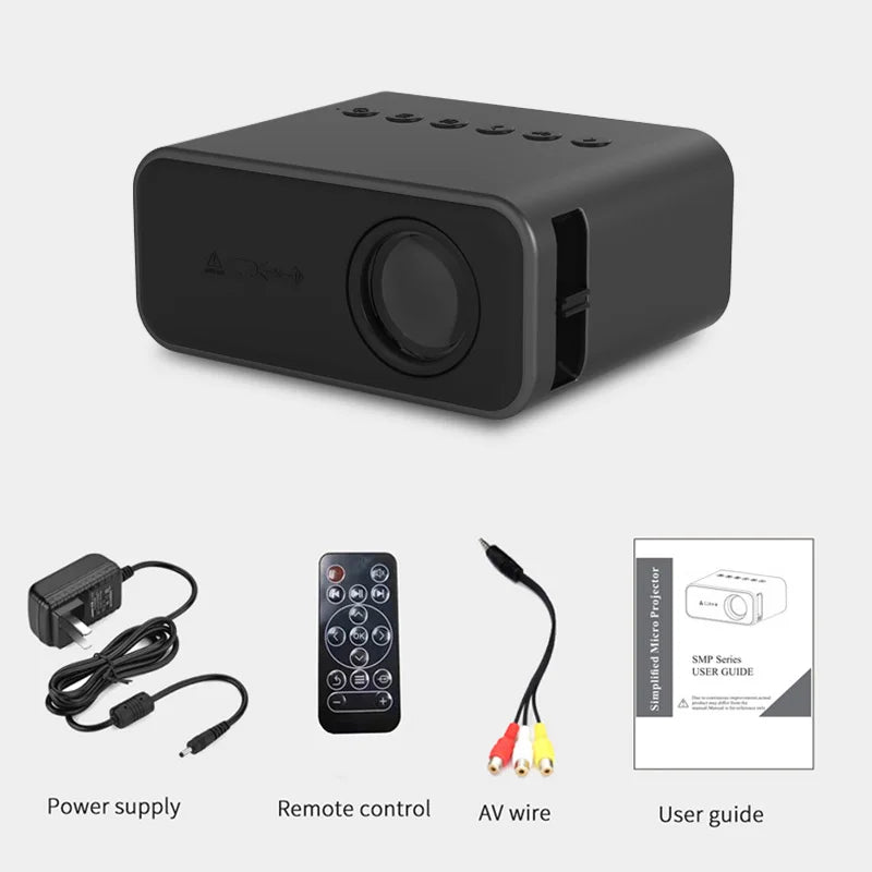 YT500 MINI Projektor | Portables 3D-Heimkino mit kabelloser Synchronisation für Android und iOS: 1080P - Schwarz