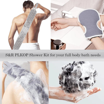 3-teiliges Körperpeeling-Set: Rückenschrubber - Badehandschuh - Duschbürste 4