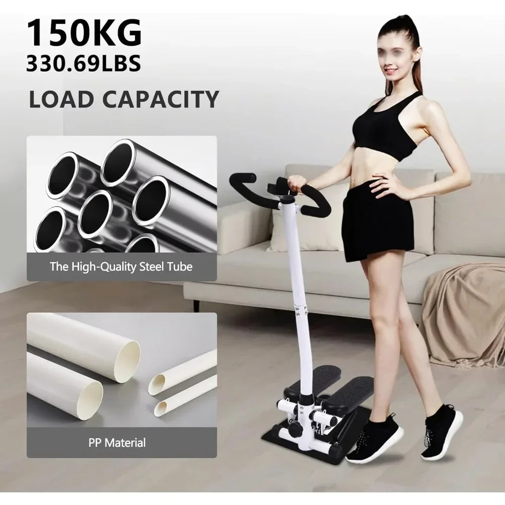 Twist Stepper für Zu Hause, Stoßfester Übungsschritt für Ganzkörpertraining, Optionaler Stepper mit Widerstandsbändern oder Lenker