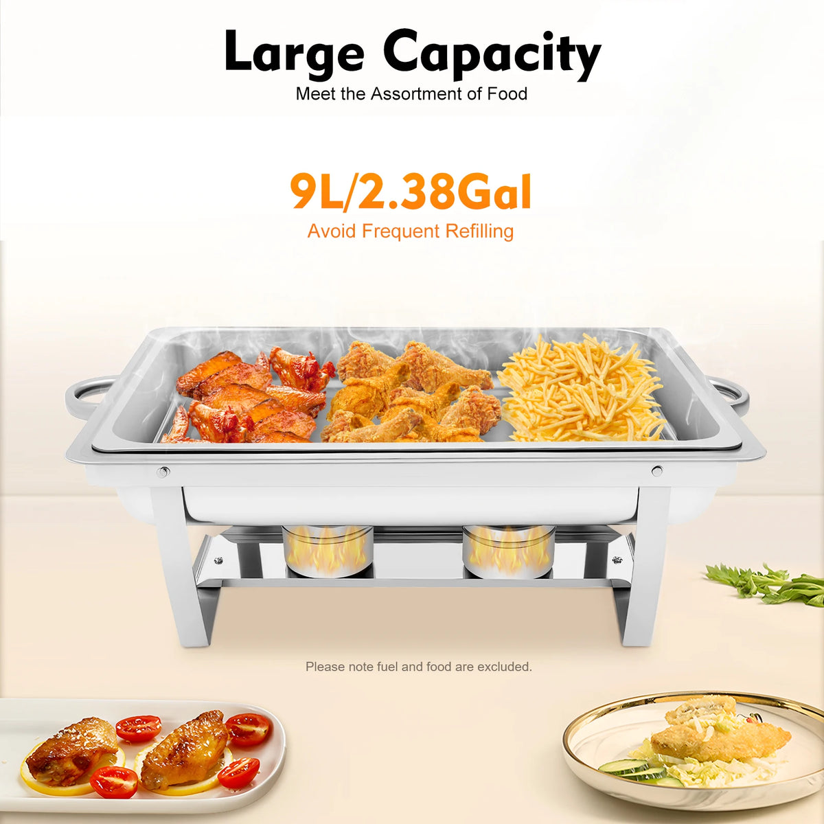 Einzelner Chafing Dish aus Edelstahl mit Deckel für Catering, Hochzeiten und Party-Speisenwärmer – Bild 3