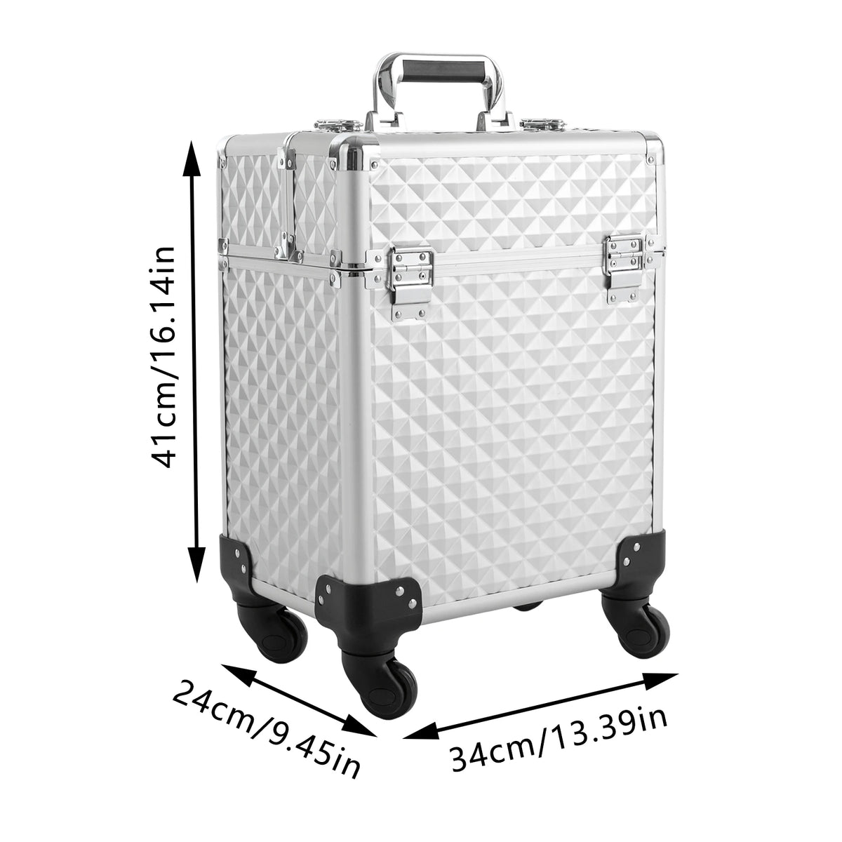 Kosmetikkoffer Kosmetik-Aufbewahrungsbox Rollender Schminkkoffer 34x24x41cm mit Universalrollen – Bild 2