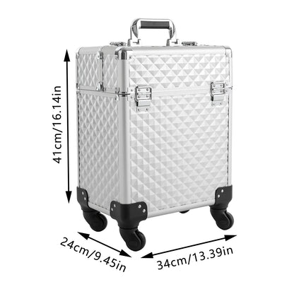 Kosmetikkoffer Kosmetik-Aufbewahrungsbox Rollender Schminkkoffer 34x24x41cm mit Universalrollen – Bild 2