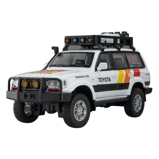 TOYOTA Land Cruiser LC80 (1:24) Offroad-Spielzeugauto mit Licht & Sound, Rückziehfunktion (Weiß)