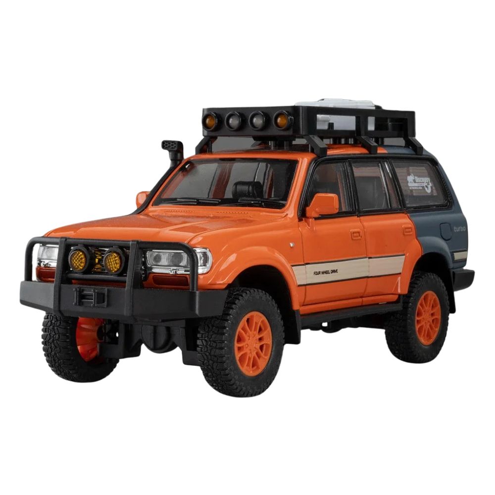 TOYOTA Land Cruiser LC80 (1:24) Offroad-Spielzeugauto mit Licht & Sound, Rückziehfunktion (Orange)