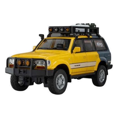 TOYOTA Land Cruiser LC80 (1:24) Offroad-Spielzeugauto mit Licht & Sound, Rückziehfunktion (Gelb)