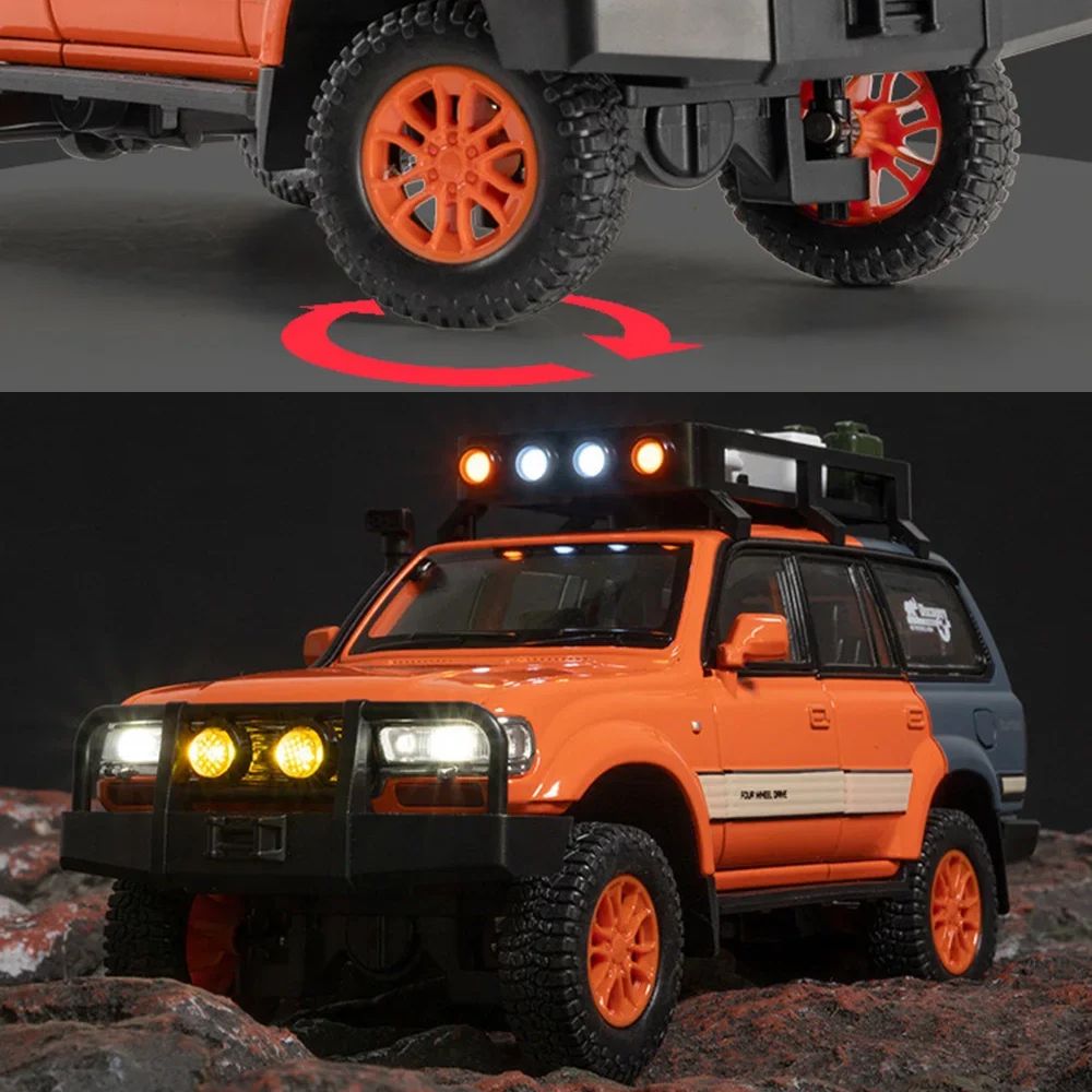 TOYOTA Land Cruiser LC80 (1:24) Offroad-Spielzeugauto mit Licht & Sound, Rückziehfunktion