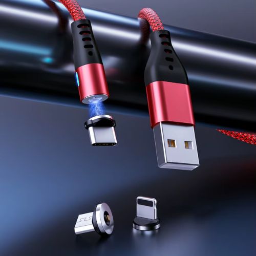 Magnetisches Aufladekabel mit Schnellladung | USB Type-C, Lightning, Micro-USB