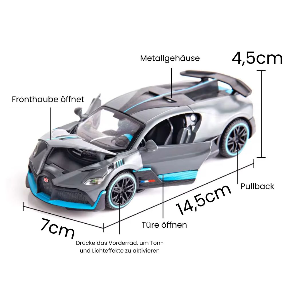 Bugatti Divo Modellauto 1:32 | Spielzeug aus Metall in Farbe Grau: perfekt für Sammler 1