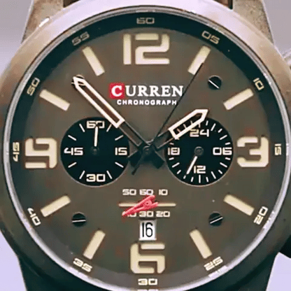 CURREN Luxus Chronograph Quarz-Uhr für Herren mit Lederarmband (Preview GIF)