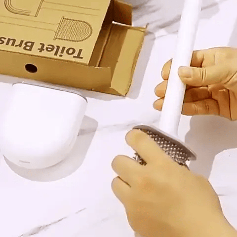 WC Toilettenbürste mit Silikonborsten + Schnell Trocknendem Haltersatz (Preview GIF)