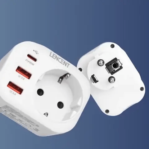 LENCENT Mehrfachsteckdose:  2 USB Schnellladung - 1 USB Typ C - 1 AC Stecker (Preview GIF)