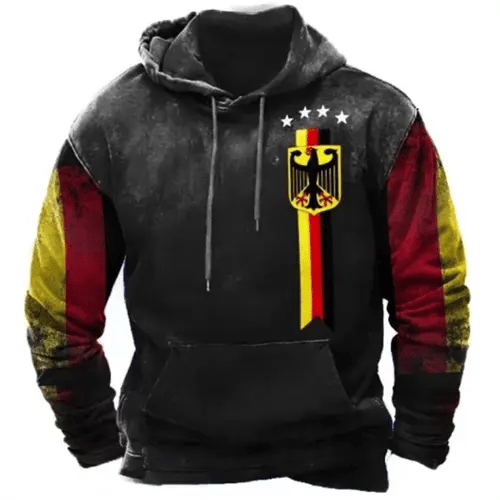 Deutschland Vintage Flaggen Hoodie für Herren | EM2024 Streetwear (Preview GIF)
