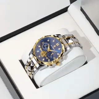 POEDAGAR Luxuriöse Herren Armbanduhr | Wasserdicht, leuchtende Chronographen aus Edelstahl für Männer (Preview GIF)