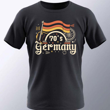 70's GERMANY T-Shirt für Herren | Deutschland Aufdruck Kurzarm T-Shirt für den Sommer (Tiefgrau)