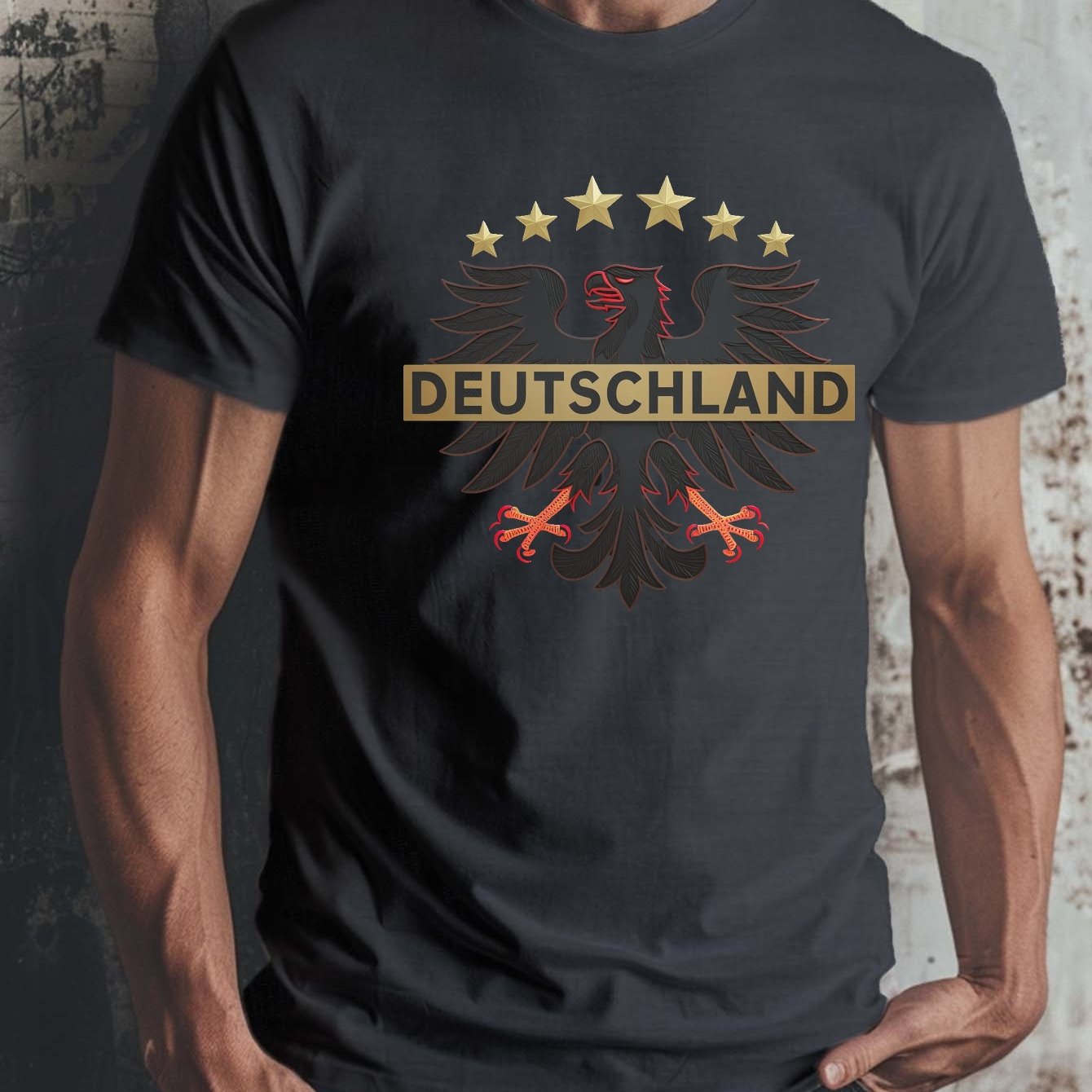 DEUTSCHLAND Herren T-Shirt mit deutschem Adler-Aufdruck | EM2024 Streetwear (Dunkelgrau)