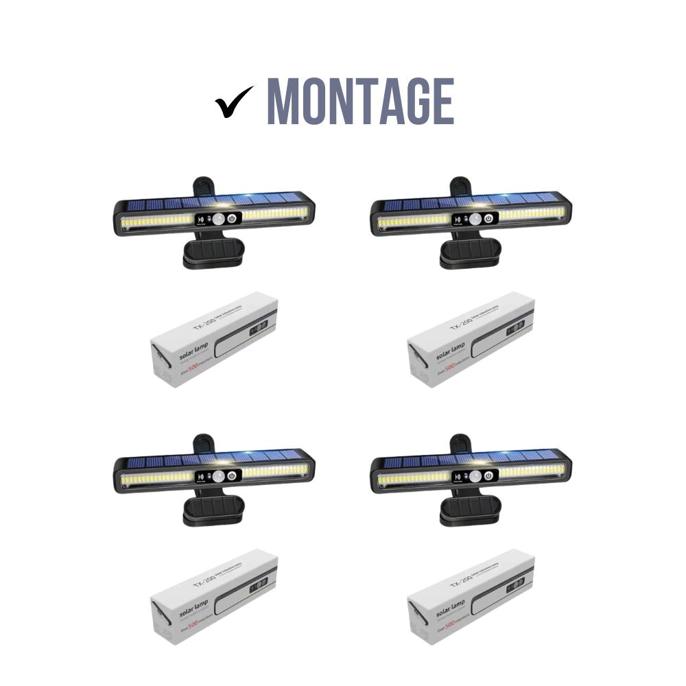 TX-200 Solar Bewegungsmelder für Außen | Wasserdicht mit 36 LEDs - Tragbare Sicherheitsleuchten (4x Montage)