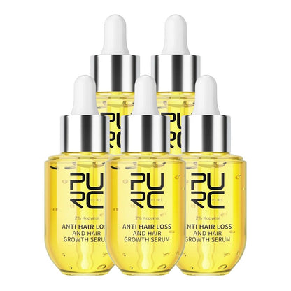 PURC Haarwachstumsserum (2% Kopyrrol) 5ml | Regenerierendes Öl gegen Haarausfall, Behandlung für Männer & Frauen (5 Flaschen)