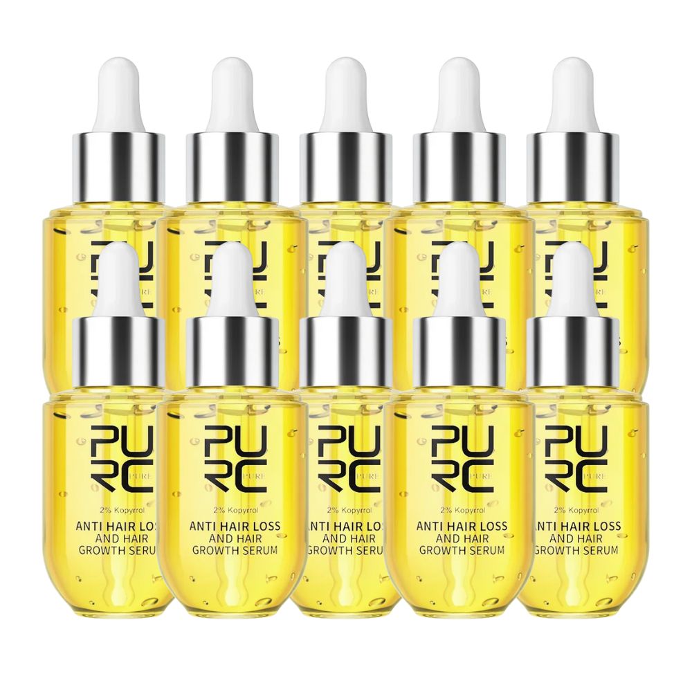 PURC Haarwachstumsserum (2% Kopyrrol) 5ml | Regenerierendes Öl gegen Haarausfall, Behandlung für Männer & Frauen (10 Flaschen)