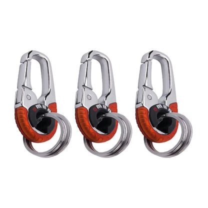 Premium Karabiner Schlüsselanhänger aus Edelstahl | Doppelring, Angler- & Autozubehör (Orange - 3 Stück)