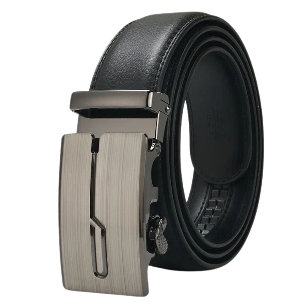 Ceinture en cuir design pour hommes avec boucle automatique en alliage 