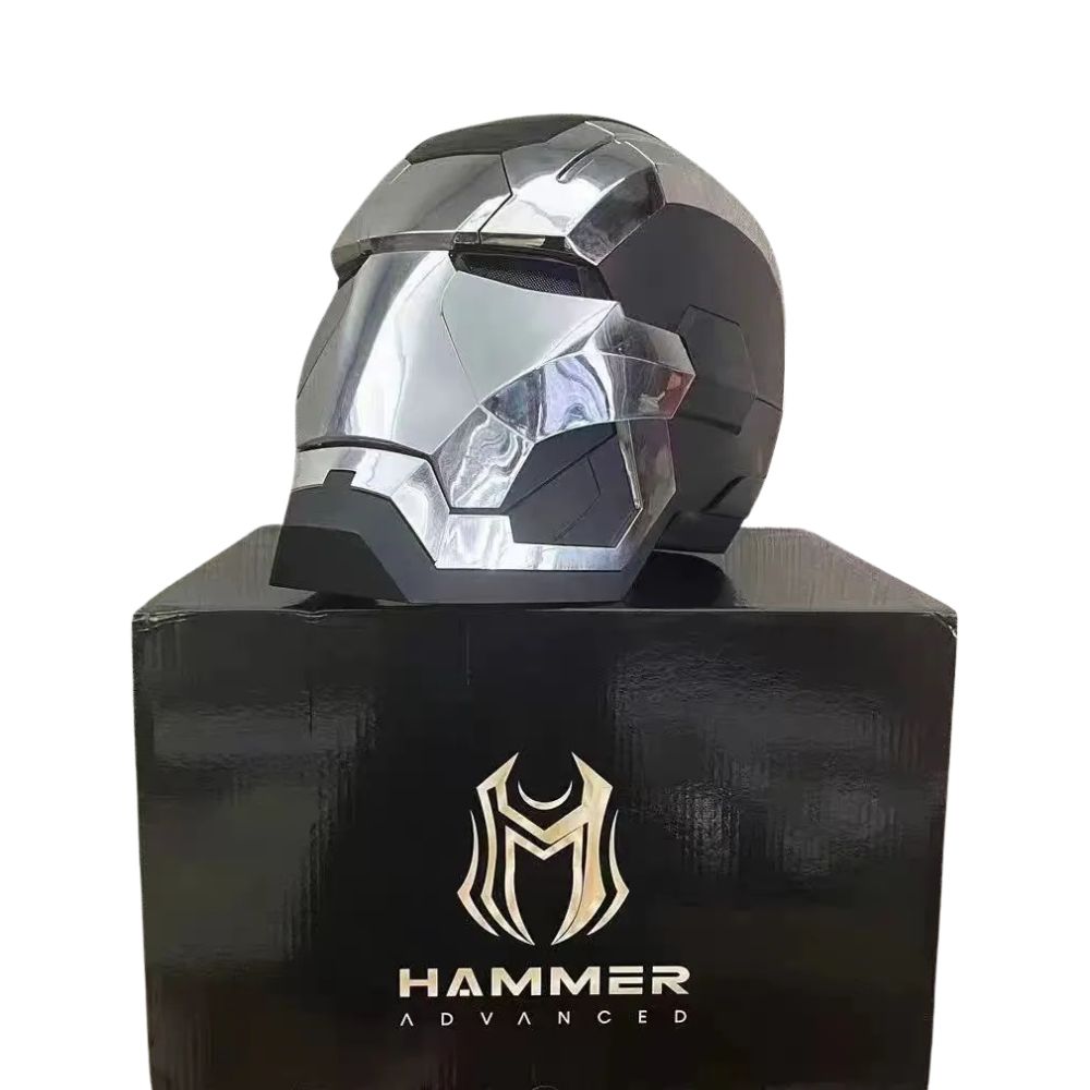 Iron Man 'War Machine - Iron Patriot' Helm (1:1) | Sprach- & Fernsteuerung, leuchtende Augen, elektrisches Cosplay (War Machine mit Fernbedienung)